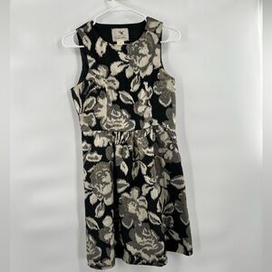 Anthropologie Tabitha grey black sleeveless fit flare dress size 2